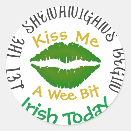 Kiss Me Shenanigans St Patricks Stickers (Vorderseite)