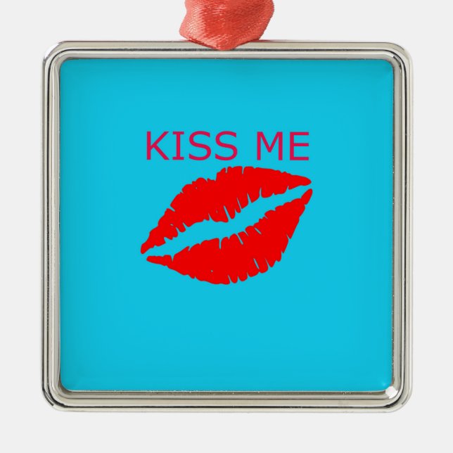 Kiss Me Silbernes Ornament (Vorne)