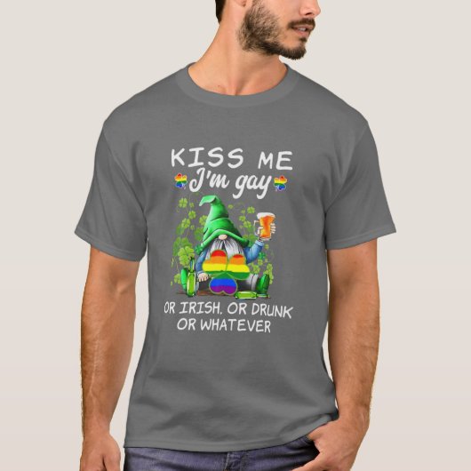 Kiss Mee ich bin schwul oder irisch oder Betrunken T-Shirt (Vorderseite)