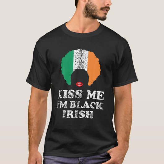 Kiss Mee I'm Blck Irish History Funny St Patricks T-Shirt (Vorderseite)
