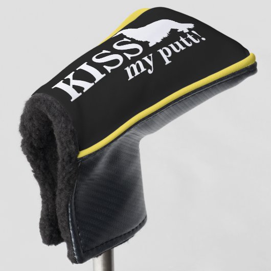 Kiss mein Putt Cheeky Long Hair Dackel Geschenk Golf Headcover (3/4 Vorderseite)