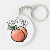 Kiss meine Pfirsichpfirsiche Funny Frucht Schlüsselanhänger (Rückseite)