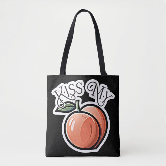 Kiss meine Pfirsichpfirsiche Funny Frucht Tasche (Vorderseite)