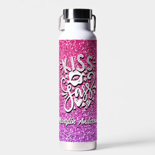 KISS MEINE SASS-CUSTOM-GLITZER-TYPOGRAPHIE TRINKFLASCHE