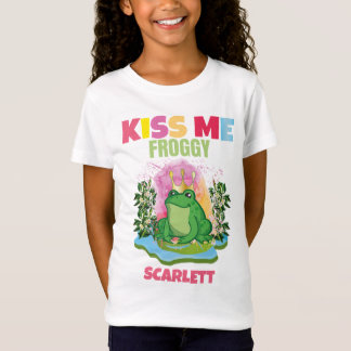 KISS MIR FROGGY PERSONALISIERTE, FARBHAFTE KINDER T-Shirt