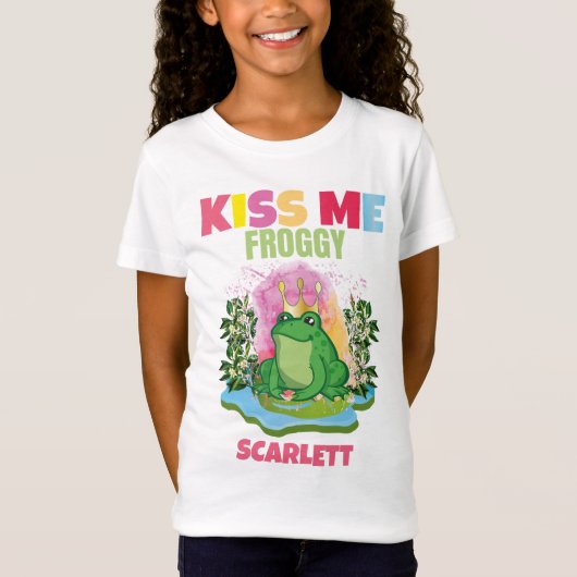 KISS MIR FROGGY PERSONALISIERTE, FARBHAFTE KINDER T-Shirt (Vorderseite)
