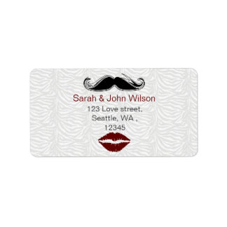 Kiss mustache zebra strie return address label adressaufkleber