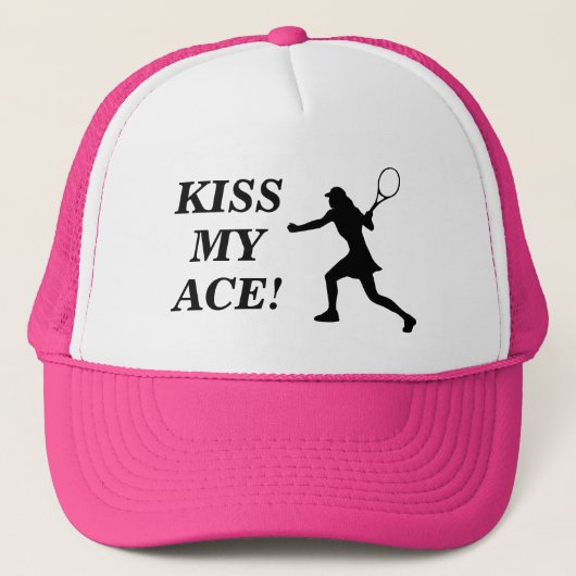 Kiss My Ace! Ein lustiger pinkfarbener Tennishut f Truckerkappe (Vorderseite)