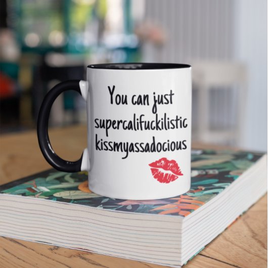 Kiss My Assadocious Funny Handschriftlich Zweifarbige Tasse