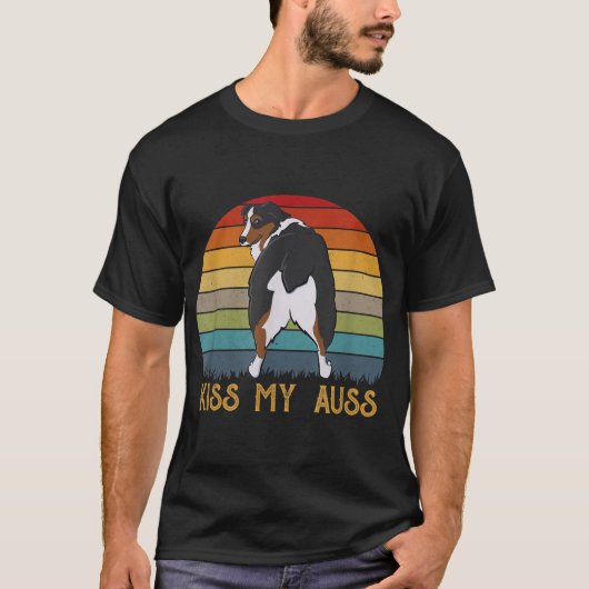 Kiss My Auss Funny Aussie Mama Aussie Owner Retro  T-Shirt (Vorderseite)