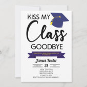 Kiss My Class Goodbye Blue Black Abschluss Einladung (Vorderseite)