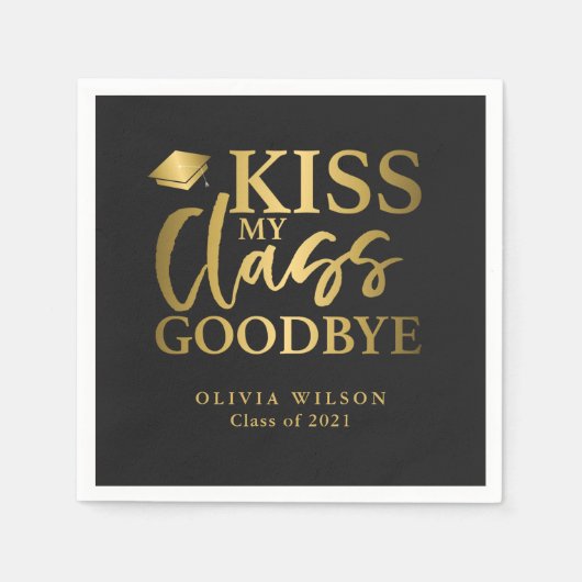 Kiss My Class Goodbye Gold Black Serviette (Vorderseite)