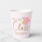 Kiss My Class Goodbye Pink Brown Graduation Party Pappbecher (Rückseite)