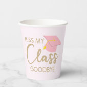 Kiss My Class Goodbye Pink Brown Graduation Party Pappbecher (Vorderseite)