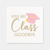 Kiss My Class Goodbye Pink Brown Graduation Party Serviette (Vorderseite)