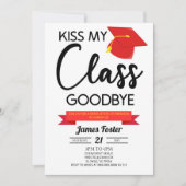 Kiss My Class Goodbye Red Black Abschluss Einladung (Vorderseite)