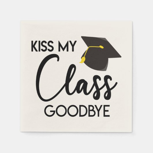 Kiss My Class Goodbye Schwarz-weiß Graduation Part Serviette (Vorderseite)