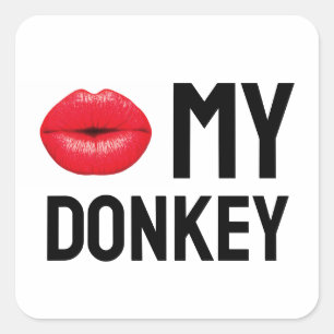 Kiss My Donkey Quadratischer Aufkleber