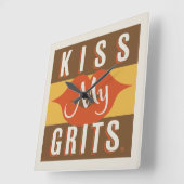Kiss My Grits Quadratische Wanduhr (Winkel)