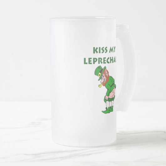 Kiss My Leprechaun-Tasse Mattglas Bierglas (VorderseiteRechts)