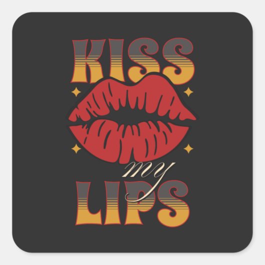 Kiss my Lips - funny shirt - Rock 'N' Roll Postcar Quadratischer Aufkleber (Vorderseite)