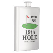 Kiss My Putt 19. Loch lustiges Golfgeschenk Brauch Flachmann (Rechts)