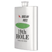 Kiss My Putt 19. Loch lustiges Golfgeschenk Brauch Flachmann (Links)