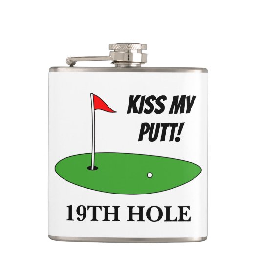 Kiss My Putt 19th Hole Lustige Golf-Geschenkflasch Flachmann (Vorderseite)