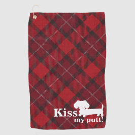 Kiss My Putt Cheeky Dackel Kariertes Golfhandtuch