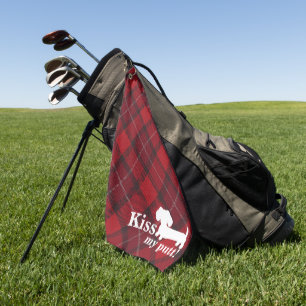 Kiss My Putt Cheeky Dackel Kariertes Golfhandtuch