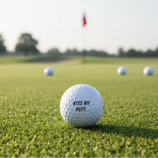 'Kiss my putt' Cheeky Funny Gift Friends Vaters Golfball