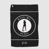 Kiss My Putt Funny Golfer Humor Silhouette Black Golfhandtuch (Vorderseite)