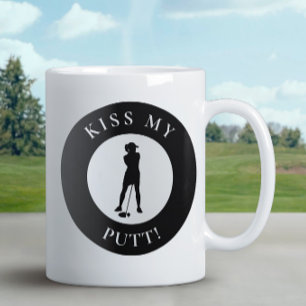 Kiss My Putt Funny Golfer Spaß Silhouette Black Kaffeetasse