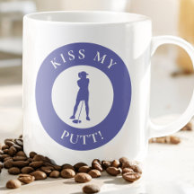 Kiss My Putt Funny Golfer Spaß Silhouette Lila