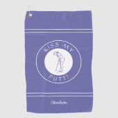 Kiss My Putt Funny Lady Golfer Pro Periwinkle Blue Golfhandtuch (Vorderseite)