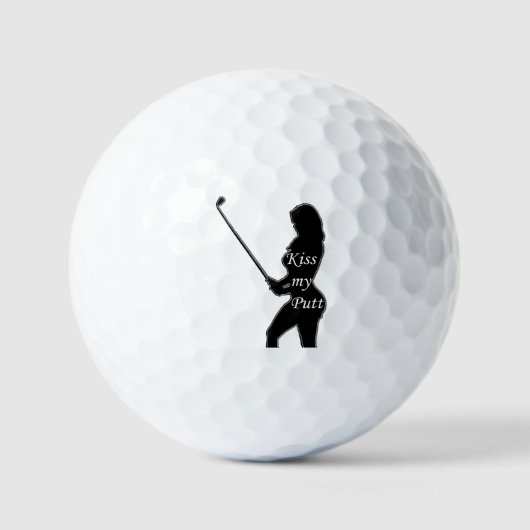Kiss My Putt - Golfer-Silhouette Golfball (Vorderseite)