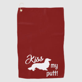 Kiss My Putt Long Hair Dachshund Cheeky Golf Towel Golfhandtuch