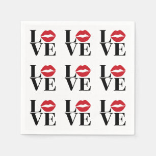 Kiss of Love Moderne Rote Lippen Papiertücher Serviette