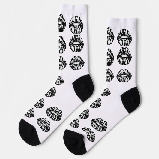 Kiss Pattern Crew Socks – Lippen-Design für Frauen Socken (Linkes Detail)