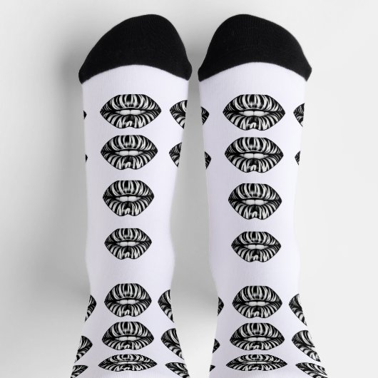 Kiss Pattern Crew Socks –  Lips Design for Women Socken (Oben)
