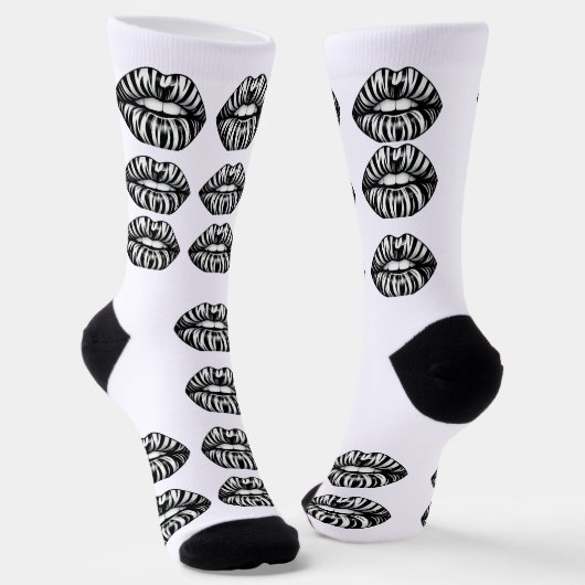 Kiss Pattern Crew Socks –  Lips Design for Women Socken (Gewinkelt)