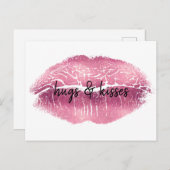 Kiss Pink Lips personalisiertes Zitat Postkarte (Vorne/Hinten)