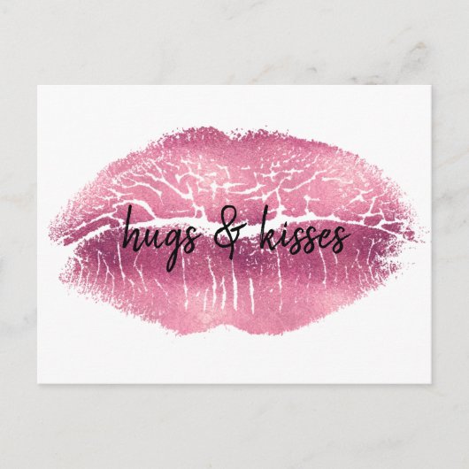 Kiss Pink Lips personalisiertes Zitat Postkarte (Vorderseite)