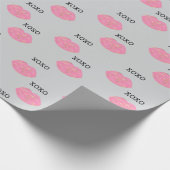 Kiss Pink Lips XOX Geschenkpapier (Ecke)
