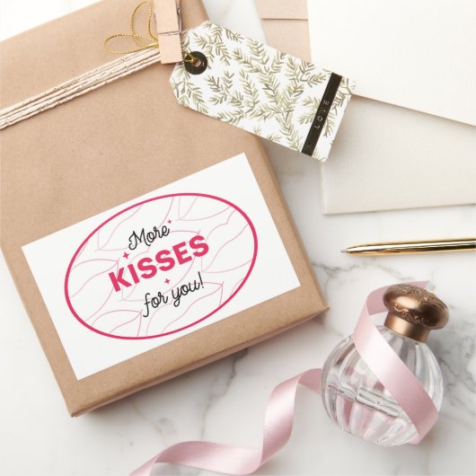 Kiss Pink Red Lips Romantic Love. Rechteckiger Aufkleber (Schenken)