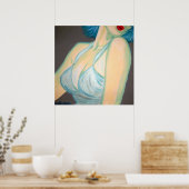 Kiss Poster, Button oben, Retro-Graue Lippen Kimba Poster (Küche)