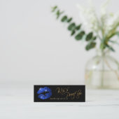 Kiss Proof Lips 2 - Blue Glitzer auf Black Mini Visitenkarte (Stehend Vorderseite)