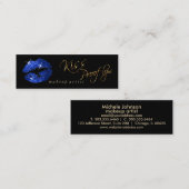 Kiss Proof Lips 2 - Blue Glitzer auf Black Mini Visitenkarte (Vorne/Hinten)