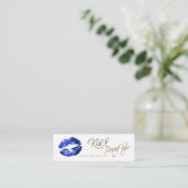 Kiss Proof Lips 2 - Blue Glitzer Mini Visitenkarte (Stehend Vorderseite)