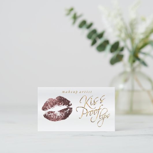 Kiss Proof Lips - Dunkle Rose Glitzer Visitenkarte (Stehend Vorderseite)